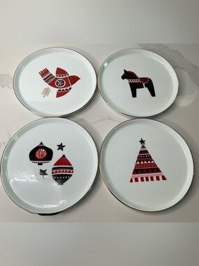 4 Appetizer Plates Project 62 Scandinavian Design Porcelain Holiday Preowned